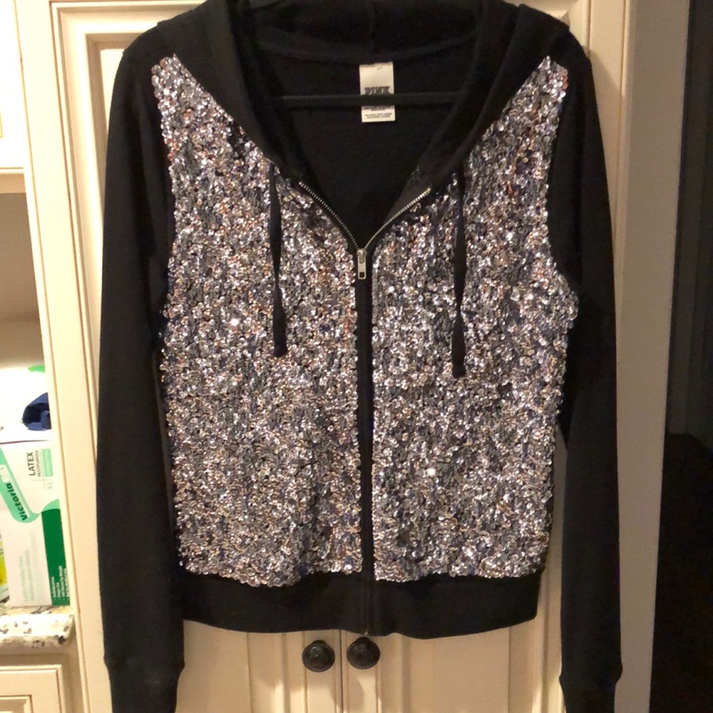 COPY - Pink sequins hooded sweatshirt size m